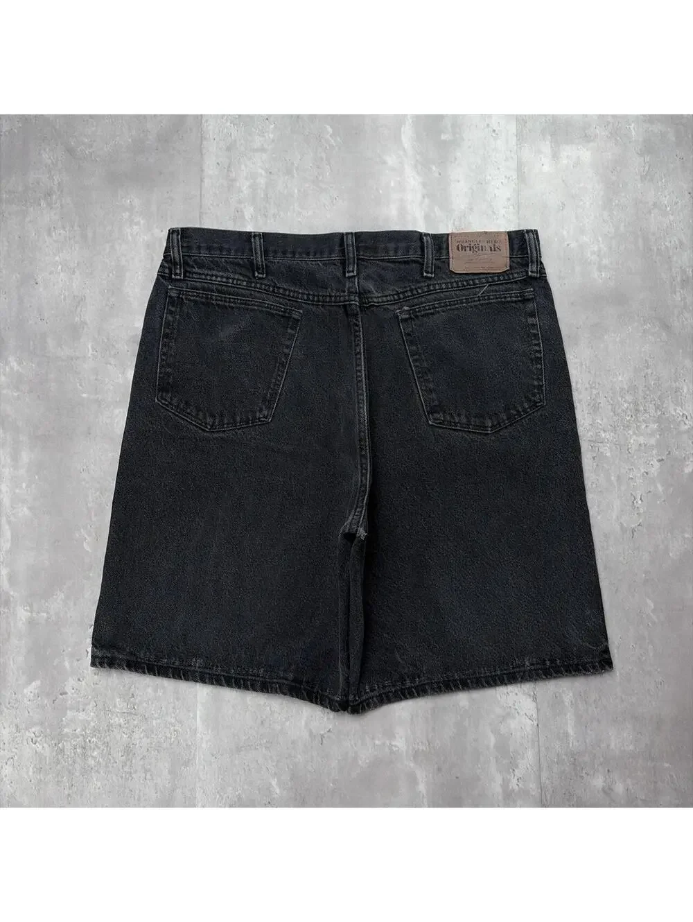 Vintage Black Wrangler Hero Originals Grunge Baggy Skater Denim Jorts
